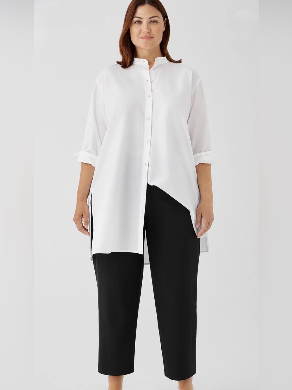 Eileen Fisher 3X Washable Stretch Crepe Straight Pull On Pant In Black